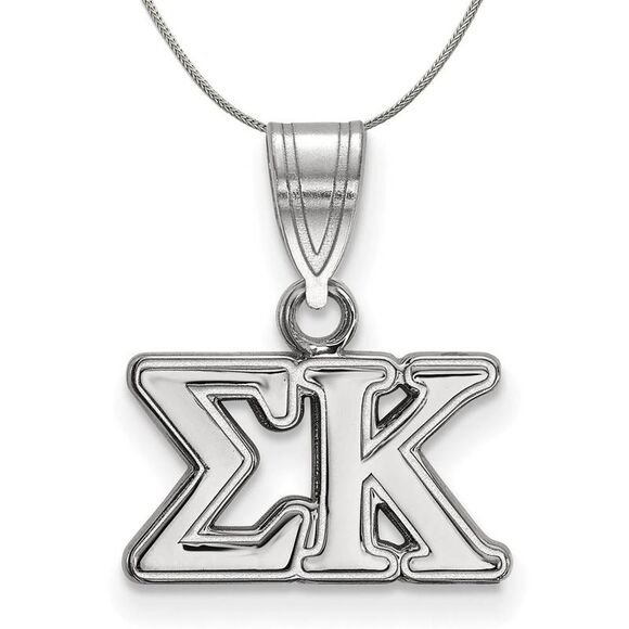 Sterling Silver Sigma Kappa Medium Greek Necklace - 24 Inch - Picture 1 of 8